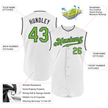 Load image into Gallery viewer, Custom White Neon Green-Black Authentic Sleeveless Baseball Jersey
