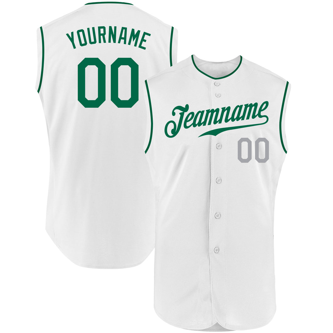 Cheap Custom Kelly Green White-Gray Authentic Sleeveless Baseball Jersey  Free Shipping – CustomJerseysPro