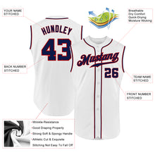 Load image into Gallery viewer, Custom White Navy-Red Authentic Sleeveless Baseball Jersey
