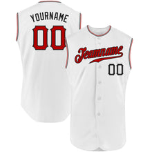 Charger l&#39;image dans la galerie, Custom White Red-Black Authentic Sleeveless Baseball Jersey
