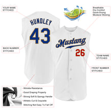 Load image into Gallery viewer, Custom White Royal-Old Gold Authentic Sleeveless Baseball Jersey
