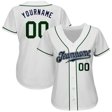 Load image into Gallery viewer, Custom White Green-Navy Authentic Baseball Jersey
