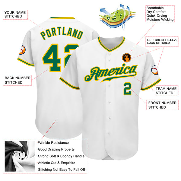 Cheap Custom Kelly Green White-Gold Authentic Baseball Jersey Free Shipping  – CustomJerseysPro