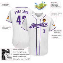 Charger l&#39;image dans la galerie, Custom White Purple-Gray Authentic Baseball Jersey
