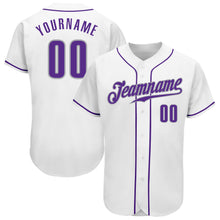 Charger l&#39;image dans la galerie, Custom White Purple-Gray Authentic Baseball Jersey
