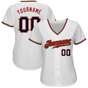 Custom White Navy-Old Gold Authentic Baseball Jersey