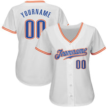 Load image into Gallery viewer, Custom White Blue-Orange Authentic Baseball Jersey
