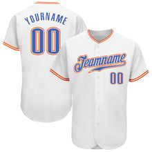 Load image into Gallery viewer, Custom White Blue-Orange Authentic Baseball Jersey
