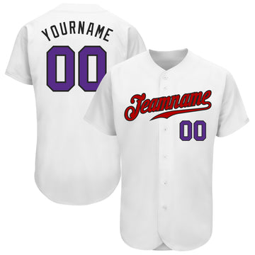 Custom White Purple-Red Authentic Baseball Jersey