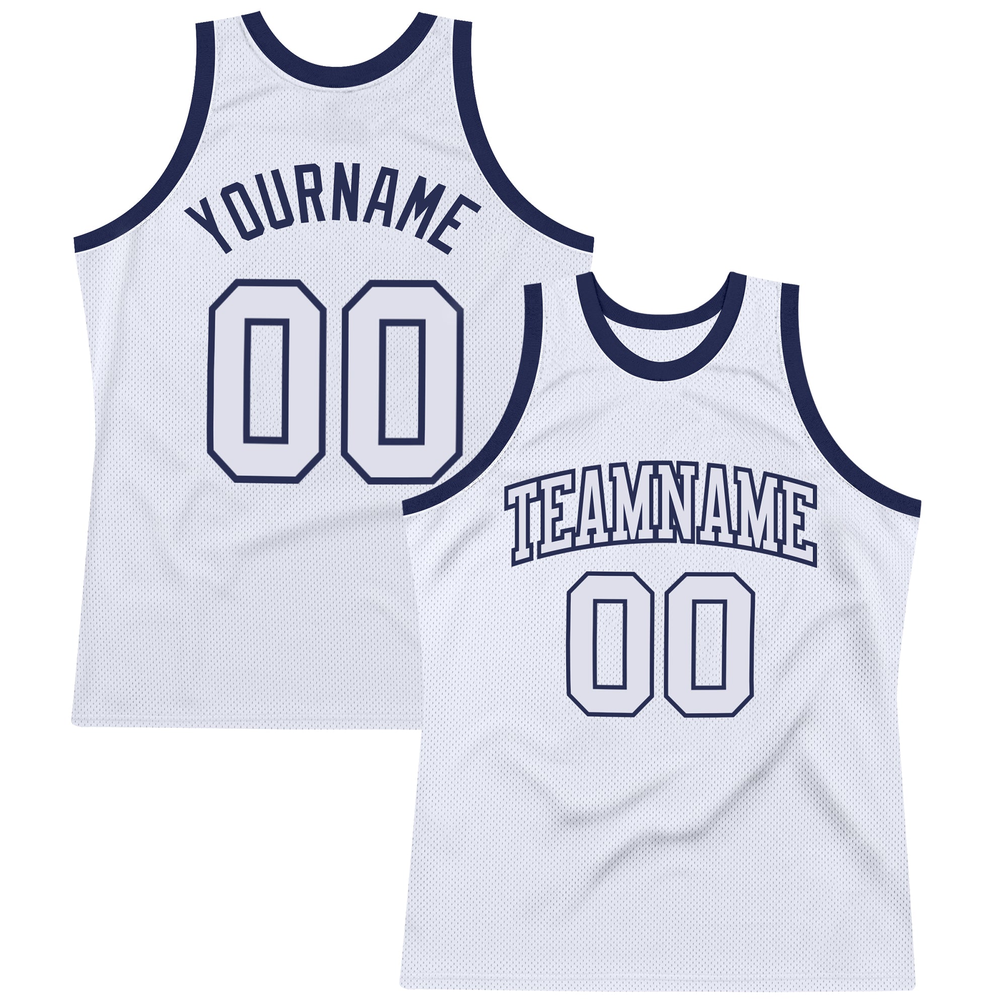 Custom White White-Navy Authentic Throwback Basketball Jersey Discount