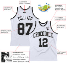 Laden Sie das Bild in den Galerie-Viewer, Custom White Black-Gray Authentic Throwback Basketball Jersey
