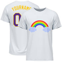 Charger l&#39;image dans la galerie, Custom White Purple-Gold Rainbow For Pride LGBT Performance T-Shirt
