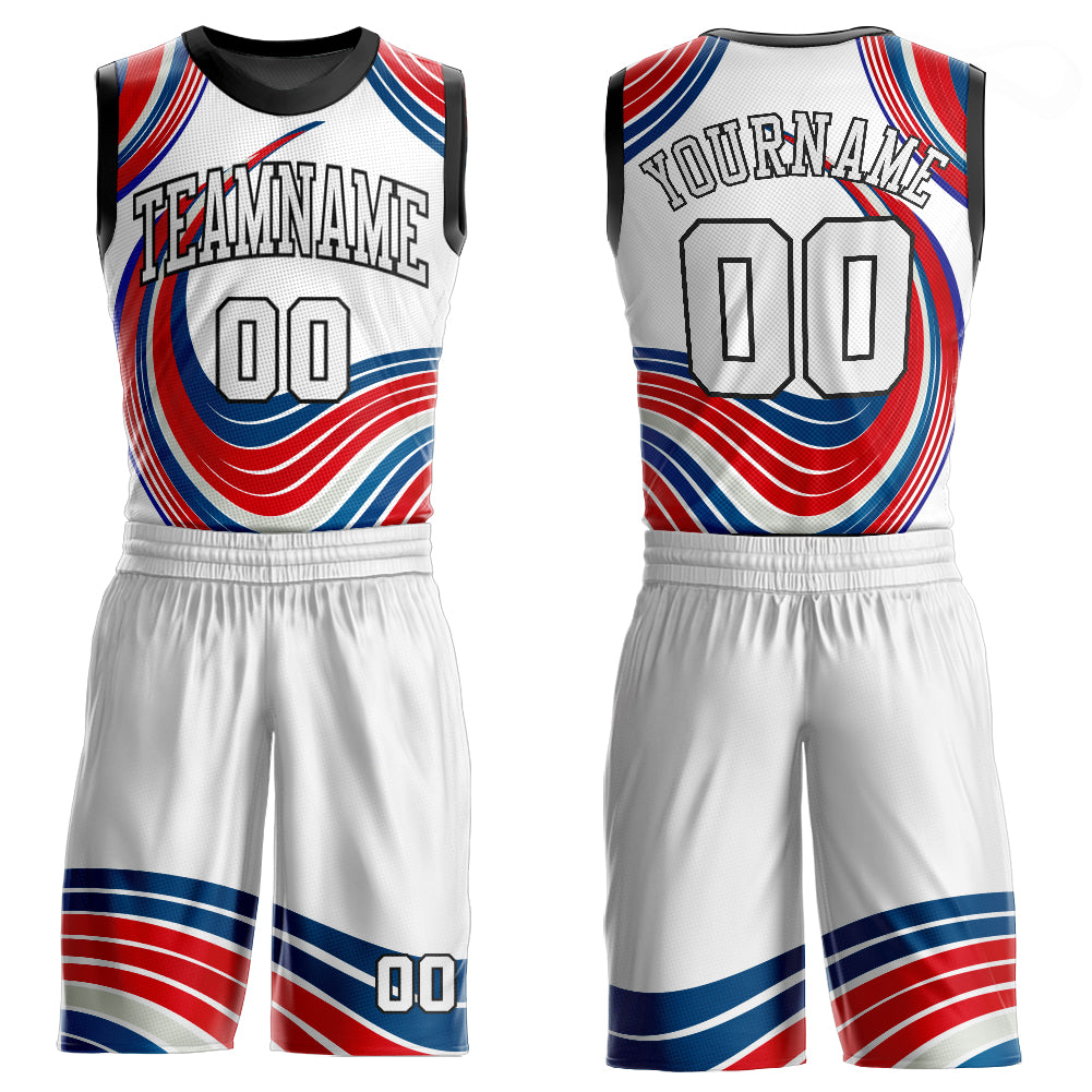 Cheap Custom Blue Black-White Round Neck Sublimation Basketball Suit Jersey  Free Shipping – CustomJerseysPro