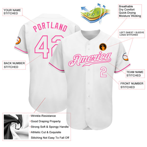 Cheap Custom Royal Pink-White Authentic Baseball Jersey Free