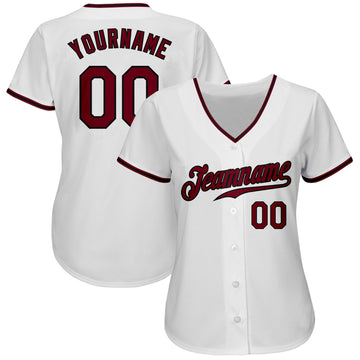 Custom White Crimson-Black Authentic Baseball Jersey