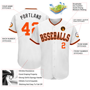 Custom White Orange-Black Authentic Baseball Jersey