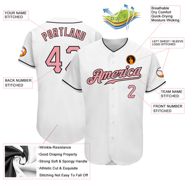 Cheap Custom Pink White-Black Authentic Baseball Jersey Free