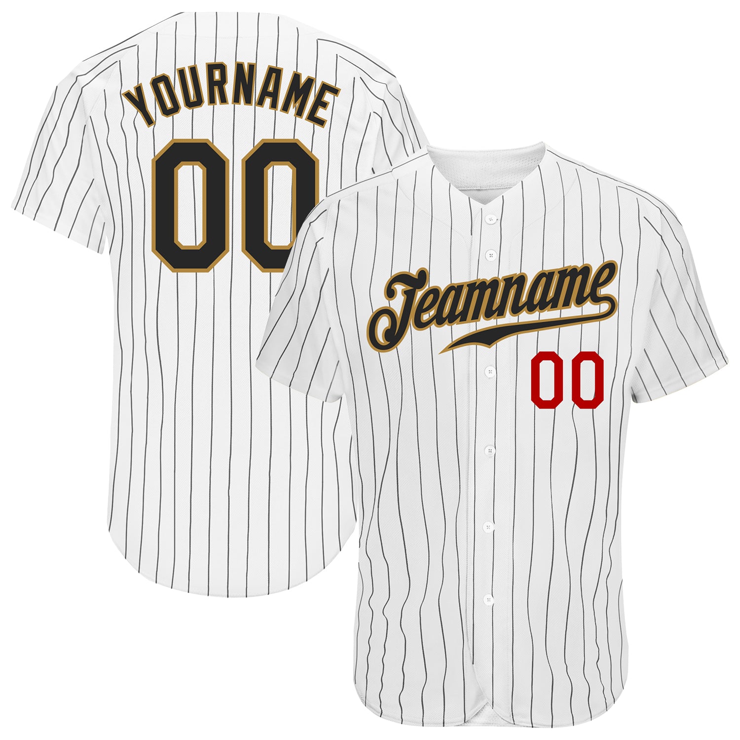 Custom Old Gold Red-White Authentic Baseball Jersey