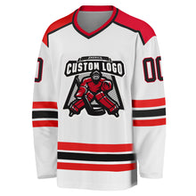 Laden Sie das Bild in den Galerie-Viewer, Custom White Black-Red Hockey Jersey
