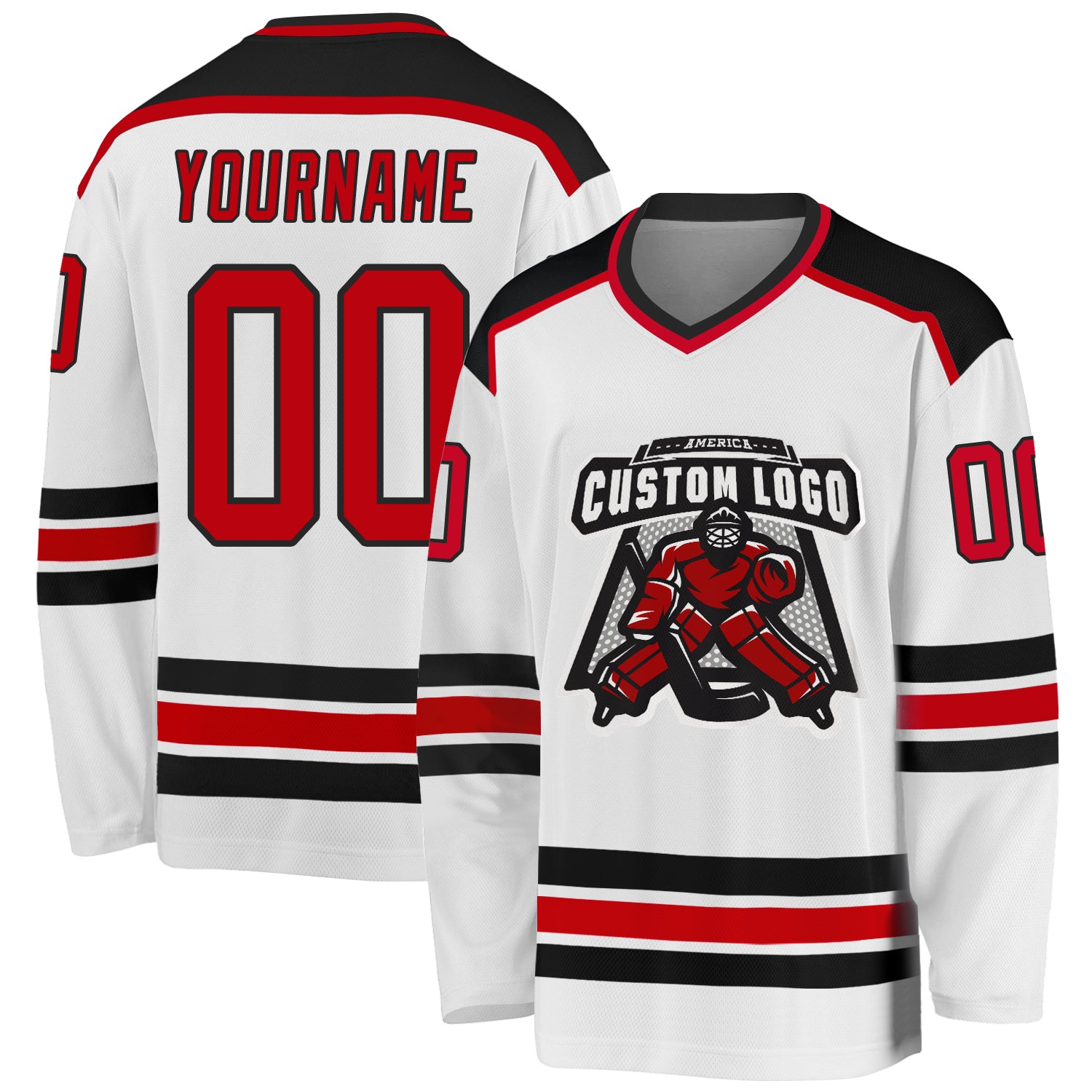 Custom Hockey Jersey Black Red-White