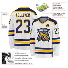 Charger l&#39;image dans la galerie, Custom White Navy-Gold Hockey Jersey
