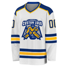 Загрузить изображение в средство просмотра галереи, Custom White Royal-Gold Hockey Jersey
