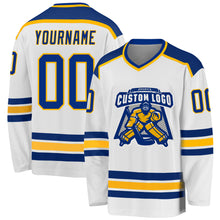 Загрузить изображение в средство просмотра галереи, Custom White Royal-Gold Hockey Jersey
