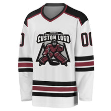 Charger l&#39;image dans la galerie, Custom White Black-Burgundy Hockey Jersey
