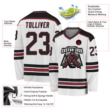 Charger l&#39;image dans la galerie, Custom White Black-Burgundy Hockey Jersey
