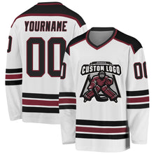 Charger l&#39;image dans la galerie, Custom White Black-Burgundy Hockey Jersey
