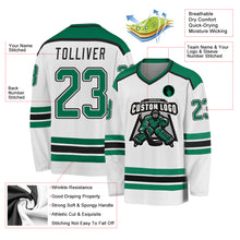 Laden Sie das Bild in den Galerie-Viewer, Custom White Kelly Green-Black Hockey Jersey
