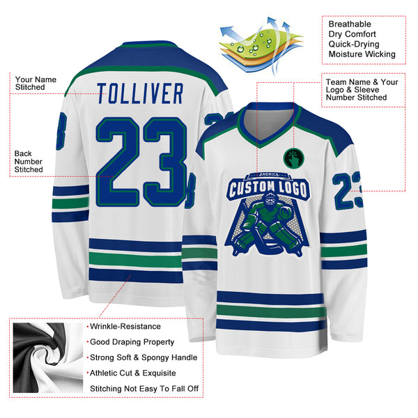 Cheap Custom Kelly Green Royal-White Hockey Jersey Free Shipping –  CustomJerseysPro