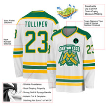 Загрузить изображение в средство просмотра галереи, Custom White Kelly Green-Gold Hockey Jersey
