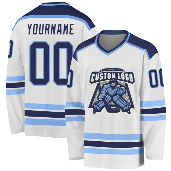 Custom Hockey Jersey Light Blue Red-White