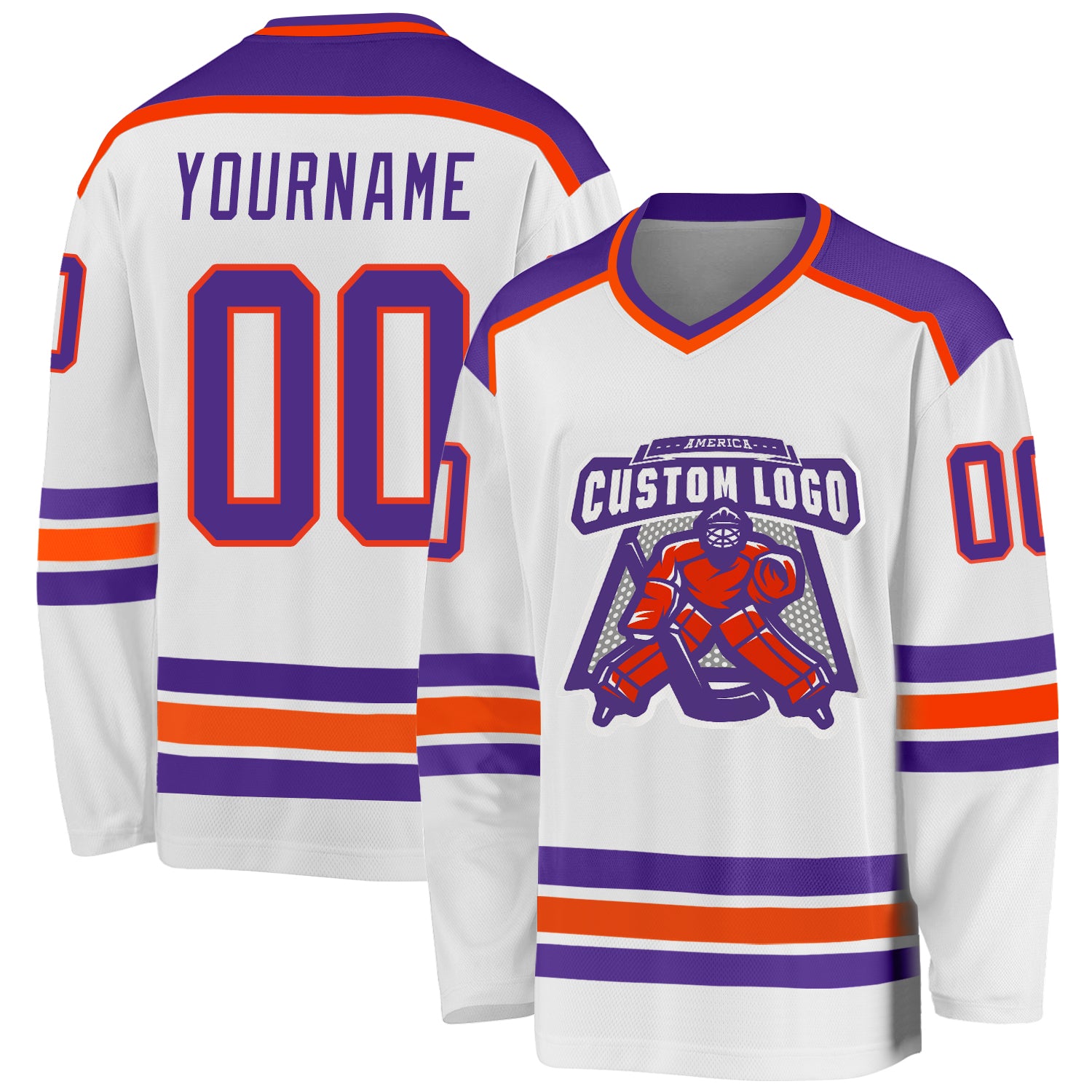 Cheap Custom Purple White-Orange Hockey Jersey Free Shipping