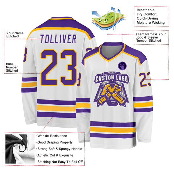 Cheap Custom White Purple-Gold Hockey Jersey Free Shipping –  CustomJerseysPro