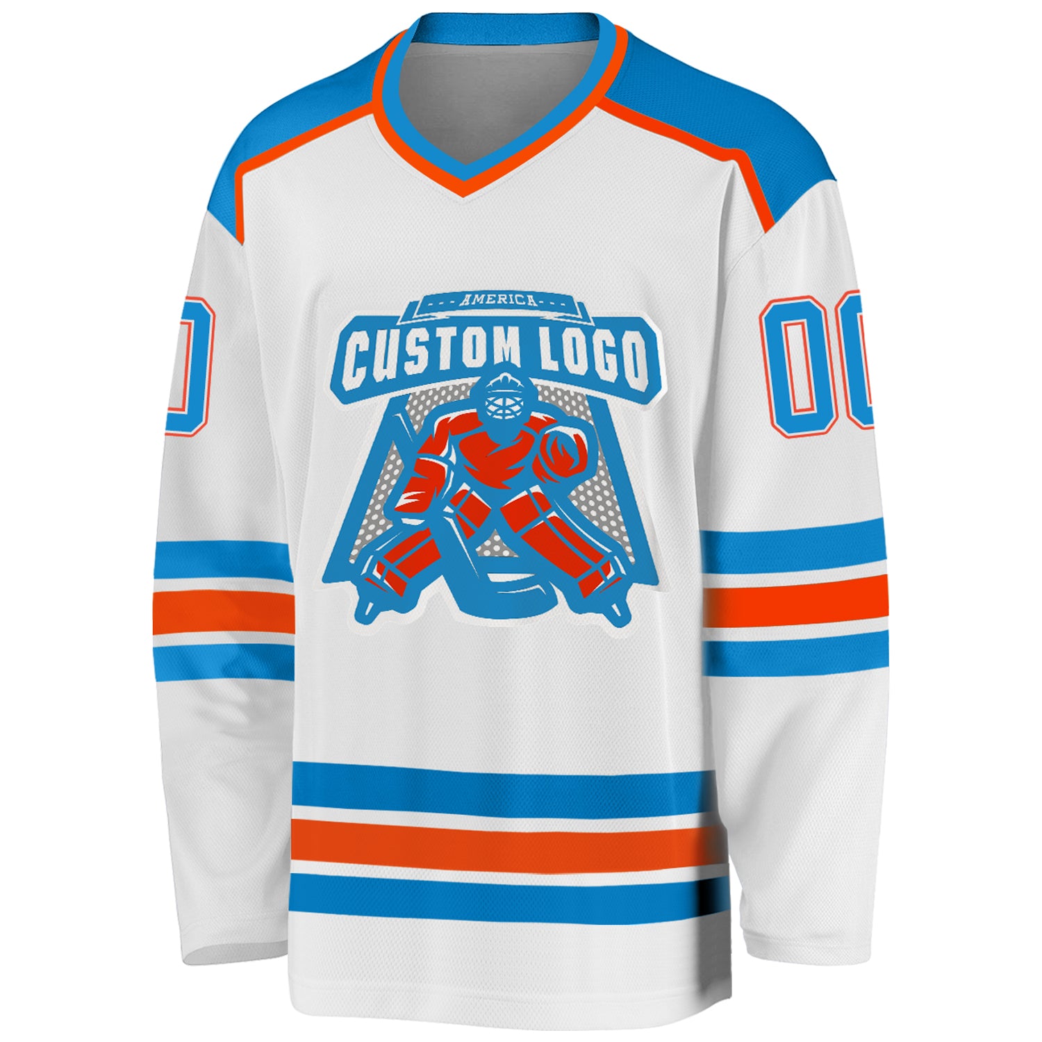 Custom Light Blue Orange-Royal Hockey Jersey Women's Size:XL