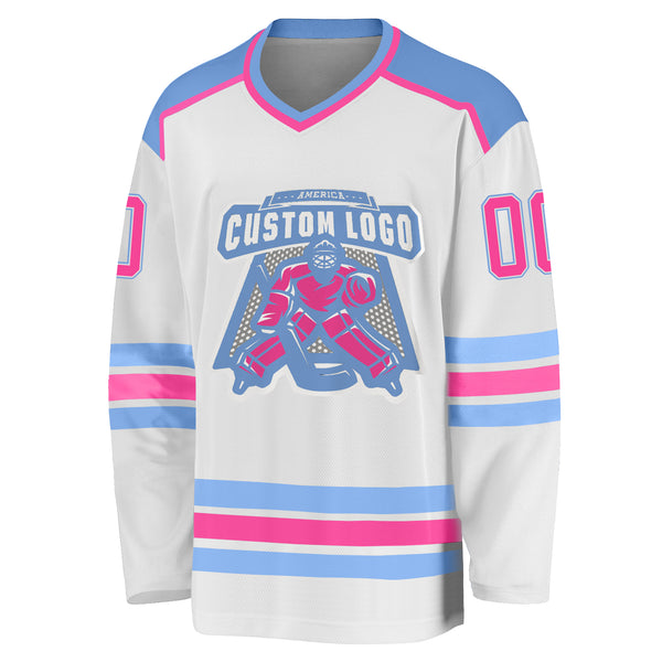 Cheap Custom White Pink-Kelly Green Hockey Lace Neck Jersey Free Shipping –  CustomJerseysPro