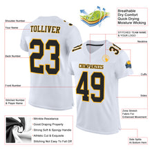 Charger l&#39;image dans la galerie, Custom White Black-Gold Mesh Authentic Football Jersey
