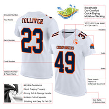 Laden Sie das Bild in den Galerie-Viewer, Custom White Navy-Orange Mesh Authentic Football Jersey
