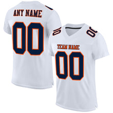 Laden Sie das Bild in den Galerie-Viewer, Custom White Navy-Orange Mesh Authentic Football Jersey
