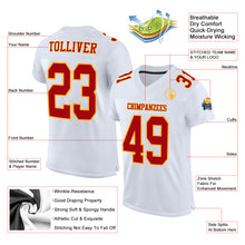 Charger l&#39;image dans la galerie, Custom White Red-Gold Mesh Authentic Football Jersey
