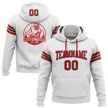Load image into Gallery viewer, Custom Stitched White Red-Black Football Pullover Sweatshirt Hoodie
