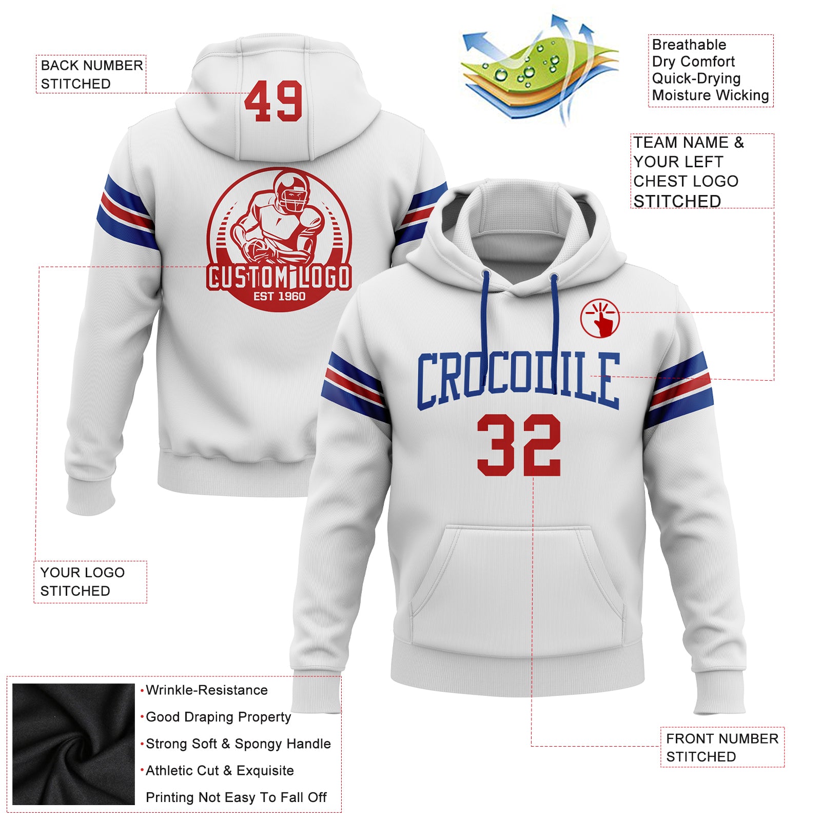 Men's Chicago Cubs Royal Fade Sublimated Fleece Pullover Hoodie