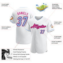 Load image into Gallery viewer, Custom White Light Blue Black-Hot Pink Authentic Baseball Jersey
