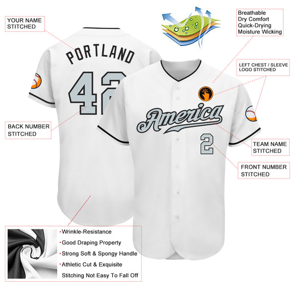 Cheap Custom White Silver-Black Authentic Baseball Jersey Free Shipping –  CustomJerseysPro