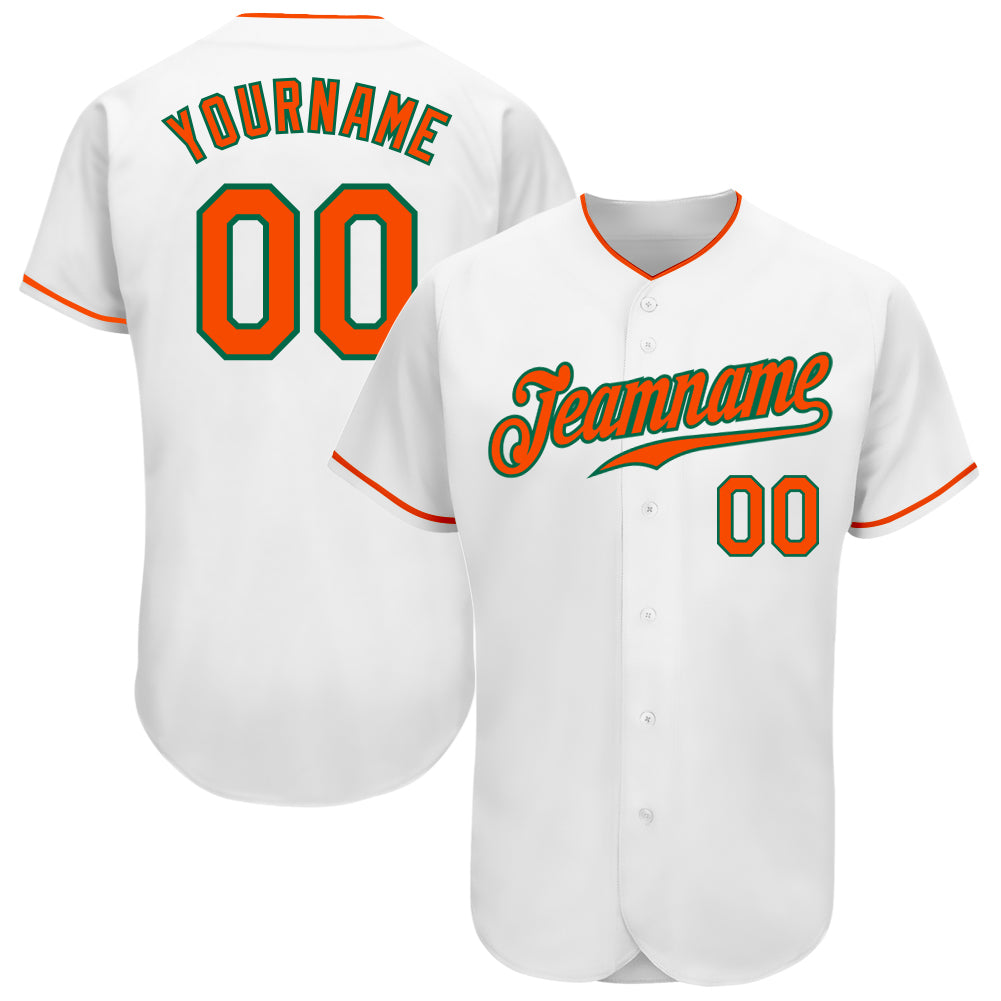 Custom Orange White-Kelly Green Authentic Baseball Jersey Discount