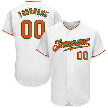 Custom White Orange-Kelly Green Authentic Baseball Jersey