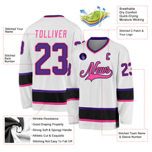 Laden Sie das Bild in den Galerie-Viewer, Custom White Purple Black-Pink Hockey Jersey
