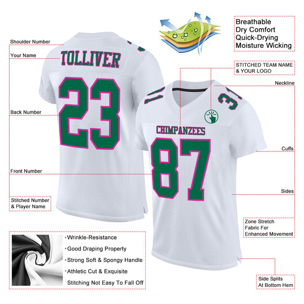 Cheap Custom Pink Kelly Green-White Mesh Authentic Football Jersey Free  Shipping – CustomJerseysPro